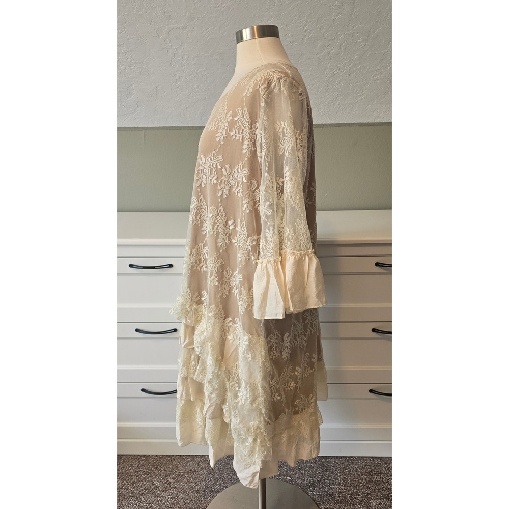 Paisley Vine 1X Lagenlook Tunic Dress Lace Ruffle Tunic Romantic Elegant Boho - Picture 5 of 7